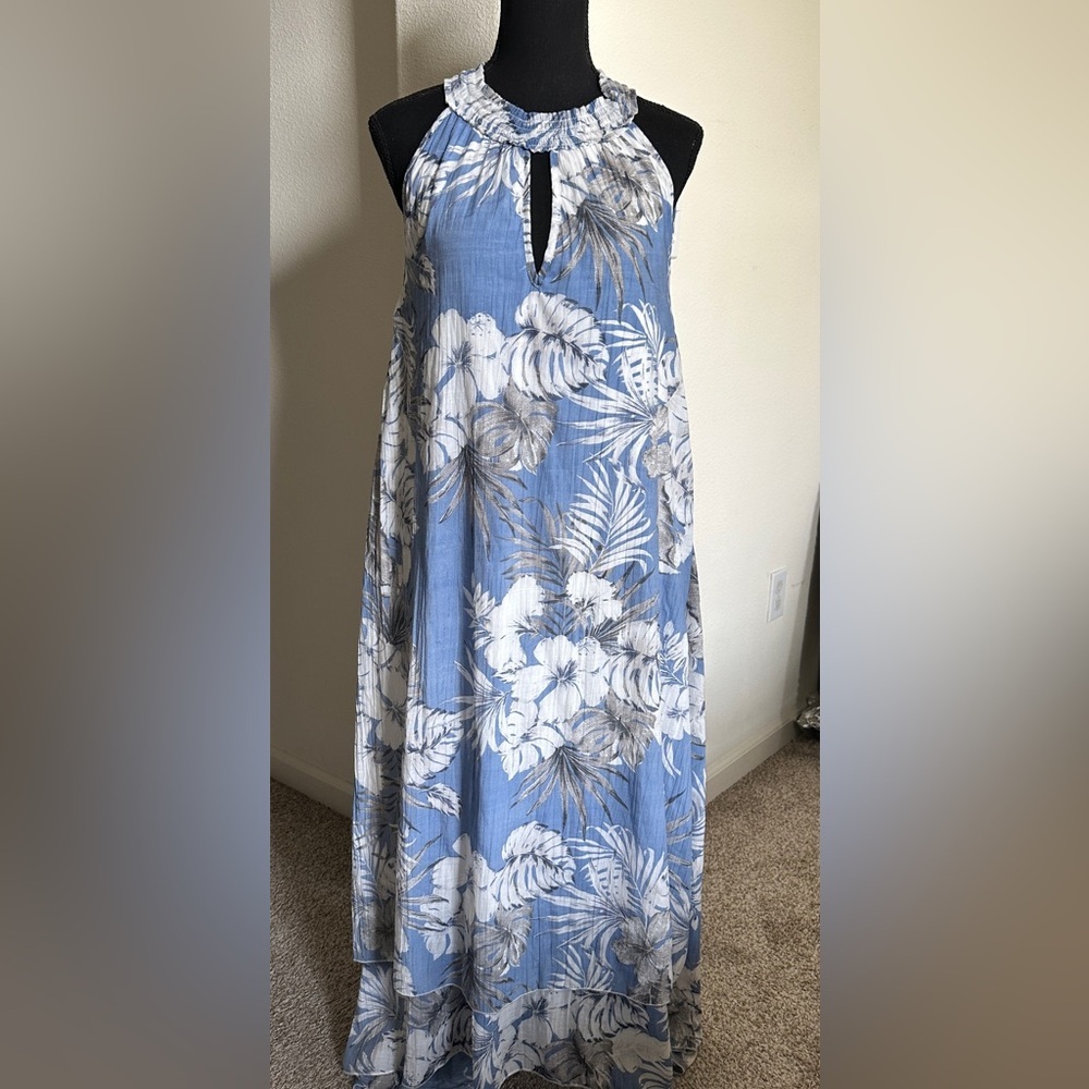 Mlle Gabrielle Elegant Blue Floral Maxi Dress - Picture 3 of 6